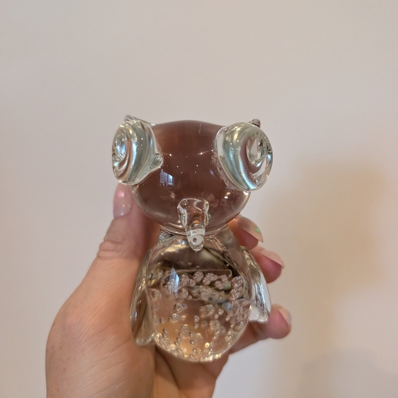 Clear Glass Owl Figurine Paperweight - Picture 3 of 9
